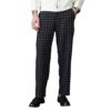 CAHOOT Men’s Midnight Black Graph-Check Staright Trousers for Casual Wear | Mid-Rise | Straight Fit | Drawstring Closure | Trousers Crafted with Comfort Fit for Everyday Wear