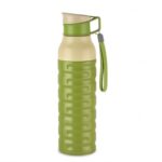 CELLO Puro Steel-X Delta 600 PU Insulated Water Bottle for Office 550 ml Green | Wide Mouth Easy to Carry with Strap Leak Proof Flip Top Lid Inner Steel Water Bottle for School Kids, College & Travel