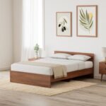 Amazon Brand – Solimo Medusa Engineered Wood Queen Bed (Walnut Finish)