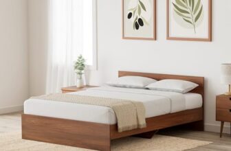 Amazon Brand – Solimo Medusa Engineered Wood Queen Bed (Walnut Finish)