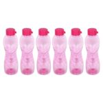 PEARLPET Trinity BPA-Free Plastic Water Bottle Set |Lightweight, Leak-Proof & Freezer Safe – Pack of 6 (1000ml Each), Pink