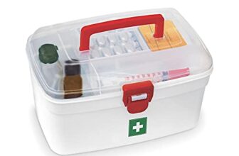 MILTON Plastic Medicine Box, First Aid Box, Detachable Tray with Handle, Emergency Indoor Outdoor Medical Utility Cabinet Organizer, Transparent, Portable & Lockable Container, White