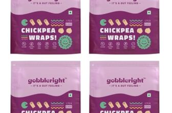 GOBBLERIGHT Gluten Free Tortilla Chickpea Wraps – Pack of 4 (24 Wraps) | Gluten Free, Vegan, Dairy-Free, Grain-Free | Healthy Tortilla Wrap for Burritos, Tacos, Wraps, Shawarma Bread & Rolls