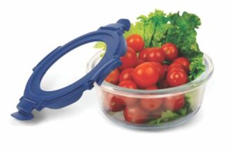 SignoraWare Secure N Store Borosilicate Glass Round Container | Airtight Seal | Microwave Safe | Reheating & Baking | Stylish & Practical | Great for Office, Travel & Outdoors (950ml | Clear)