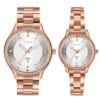 TIMEX Analog Watch for Couple with Silver-Tone Round Dial & Rose Gold Stainless Steel Bracelet Band Water Resistant Pair’s Wrist Watches – TW00ZP008