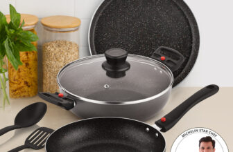 BERGNER Sherry Plus 5-Layer Non-Stick Cookware Set 6 Pcs with Detachable Handle – Induction Bottom Non-Stick Coated Cookware Set(Aluminium, 6 – Piece)