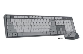 Zebronics Wireless Keyboard & Mouse Combo, 104 UV-Printed Keys, ₹ Key, 12 Multimedia Keys, Retractable Stand, 4 Button Mouse, 1600 DPI, High Precision, USB Nano Receiver (Companion 304, Grey)