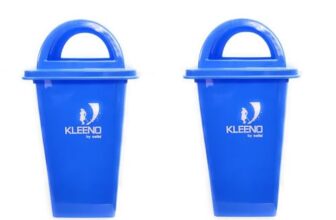 CELLO Kleeno Plastic Garbage Manual-Lift Dustbin With Dome Lid 110 LTR (Blue/Blue) Combo