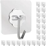 UCRAVO Wall Hooks for Hanging Strong Sticker Sticky Heavy Duty Home Kitchen Bathroom Key Frame Holders (Pack of 20)