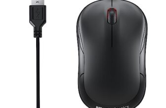 amazon basics Wired USB Mouse, 3-Button, 1000 DPI Optical Sensor, Plug & Play, for Windows/Mac