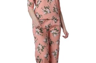 POPWINGS Casual Printed Top and Joggers Set for Women || Stylish Summer Co-Ords Set for Women || Round-Neck Top and Joggers Combo Set for Women