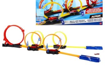 Hot Wheels® Multi-Loop Race Off™ Playset, with 1 Car, Knock Down Flags to Score Points & Break the Loop, Toy for Kids 4 to 10 Years Old​