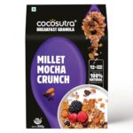 Cocosutra Millet Mocha Crunch Breakfast Granola – 300 g | High Protein Cereal with Oats, Nuts, Seeds and Dry Fruits | Lightly sweetened with Jaggery
