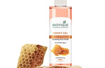 Biotique Honey Gel Soothe & Nourish Foaming Face wash | Soap Free Formula | Reduce Dryness | 100% Botanical Extracts | Suitable for All Skin Types | 200ml