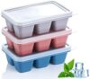 Nexellar Flexible Plastic Ice Cube Tray- Cube Plastic Ice Cube Moulds & Tray with Flexible Ice Trays, Stackable Flexible & Twist Release Safe Ice Cube Molde (6 Grid Ice Cube Tray, Pack of 1)