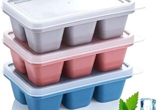 Nexellar Flexible Plastic Ice Cube Tray- Cube Plastic Ice Cube Moulds & Tray with Flexible Ice Trays, Stackable Flexible & Twist Release Safe Ice Cube Molde (6 Grid Ice Cube Tray, Pack of 1)