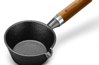 Wonderchef Ferro Light-Weight Cast-Iron Tadka Pan for Tempering, 40% Lighter, Pre-Seasoned with 100% Vegetable Oil, Chemical-Free, Induction-Friendly, Long Cool-Touch Wood Handles, 10-Yr Warranty