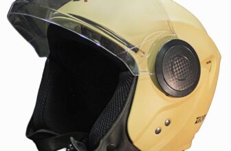 Cortex ISI & DOT Certified Zion Half Face Helmet S Size for Men & Women with Scratch Resistant Polycarbonate Visor, Hard ABS Shell Helmet | Clear Visor, Lightweight, Khaki
