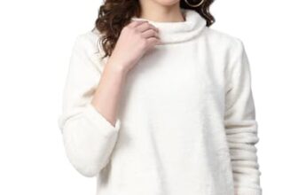SASSAFRAS White High Neck Faux Fur Sweatshirt