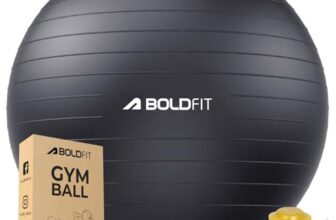 Boldfit Gym Ball for Exercise with Foot Pump, Workout Yoga for Women/Men Swiss for Balance Stability Training, Fitness-Black 55cm