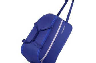 Lavie Sport Polyester Lino M Cabin Size 53 Cms Duffle Wheeler Bag|2 Wheel Duffle Bag|Duffle Bag With Adjustable Handle, 18 x 36 x 65 Centimeters, Navy