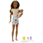 Barbie Dolls and Accessories, Brunette Skipper™ Doll with Baby Figure and 5 Accessories, Babysitters Inc.™ Playset