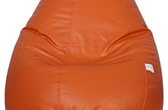 Sattva Classic XXXL Bean Bag with Pocket Filled with Beans | Faux Leather Teardrop Bean Bag for Adults & Teens | Pre-Filled Comfortable Seating for Bedroom, Living Room, Office, Home – Orange