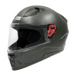 STUDDS Raider Street ISI Certified Full Face Helmet for Men and Women with Clear Visor (Green – L)