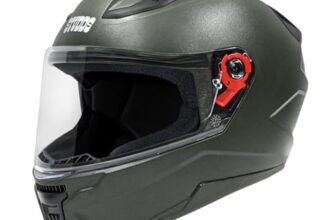 STUDDS Raider Street ISI Certified Full Face Helmet for Men and Women with Clear Visor (Green – L)