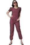 POPWINGS Casual Printed Top and Joggers Co-Ord Set for Women || Stylish Summer Co-Ords Set for Women || Round-Neck Top and Joggers Combo Set for Women