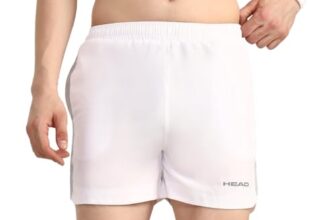 HEAD HPS-1115 Badminton Shorts for Mens | Material: NS Lycra | Size: 2X-Large | Color: White