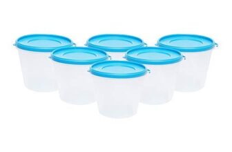 Cutting EDGE Nesterware 1000ml Round Stackable Container (Set of 6, Blue)