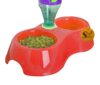 Sage Square 2 in 1 Anti Slip Food Bowl with Water Bowl for Dog/Cat/Puppy/Kitten and Other Pets (Red)