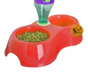 Sage Square 2 in 1 Anti Slip Food Bowl with Water Bowl for Dog/Cat/Puppy/Kitten and Other Pets (Red)