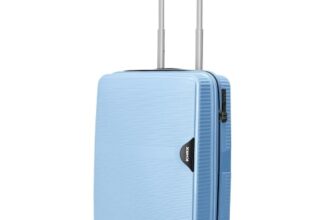 HRX Parabola Cabin Size Light Blue Polypropylene Hard Shell Suitcase – Premium Travel Trolley Bag with 8 Spinner Wheels, Number Lock & Water Resistant Body