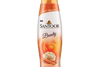 Santoor Beauty Talc with Sandalwood Extracts| Sandal, Rose, Musk & Geranium Mint Fragrance| Absorbs Excess Moisture| Dermatologically Tested| For All Skin Types (400g)