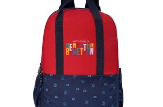 UNITED COLORS OF BENETTON Fermo Unisex 13L Casual 3 Compartment School Backpack – Red+Navy