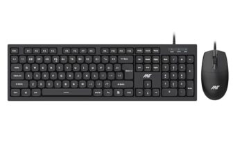 Ant MASTER10 Full Size Wired Keyboard and Mouse Combo, 104 Keys, 6 Anti-Ghosting, Membrane Switch, 3D Optical Mouse, 1200 DPI, USB Plug & Play, for Windows, Mac, Linux – Black