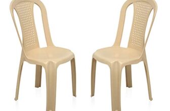 Nilkamal Plastic Chair for Living room |Set of 2 | 3 Year Warranty | For Home, Living Room, Outdoor | Marble Beige Colour | CHR4002