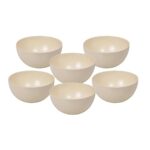 Truly Eco Dinner Set – Bamboo Bowl Set – Non Toxic Reusable Dishwasher Safe Dinnerware Set, Eco-Friendly Biodegradable Crockery Set for Dining – Plain 330ml Bowl/Katori (Set of 6)