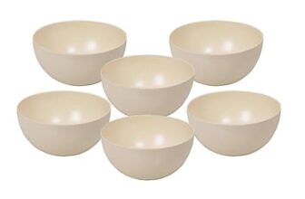 Truly Eco Dinner Set – Bamboo Bowl Set – Non Toxic Reusable Dishwasher Safe Dinnerware Set, Eco-Friendly Biodegradable Crockery Set for Dining – Plain 330ml Bowl/Katori (Set of 6)
