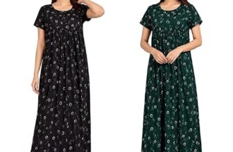 E – Ezra Nighty for Women Pure Cotton Combo Pack of 2 | Green