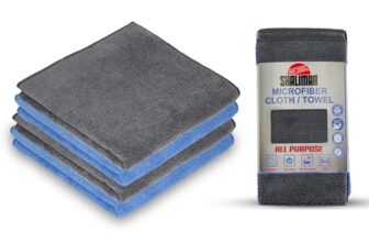Shalimar Multi-Purpose Microfiber Soft Cleaning Towels for Car and Bike, Home, Glass Cleaning Cloth Pack of -4 (Blue and Grey)