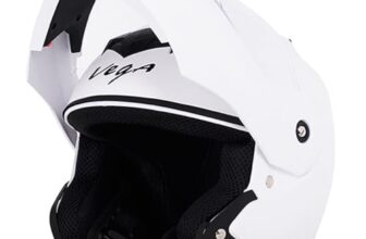 Vega Crux ISI Certified Flip-Up Helmet for Men and Women with Clear Visor(White, Size:M)