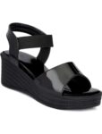 WUGATTI Women’s Black Synthetic Slip-On Comfortable, Trendy & Casual Wedges Sandal 7