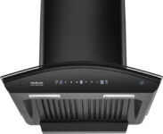 Hindware Smart Appliances Nevio Plus 60 IN 1300 CMH 60 cm | Curved Glass | Baffle Filter | Touch Control | Motion Sensor | 10 Years Motor Warranty | Energy Efficient LED Light | Powerful Suction | Auto Clean Chimney(Wall Mounted, Black)