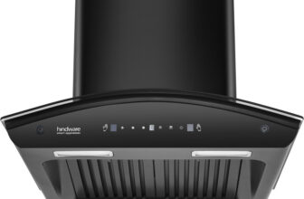 Hindware Smart Appliances Nevio Plus 60 IN 1300 CMH 60 cm | Curved Glass | Baffle Filter | Touch Control | Motion Sensor | 10 Years Motor Warranty | Energy Efficient LED Light | Powerful Suction | Auto Clean Chimney(Wall Mounted, Black)