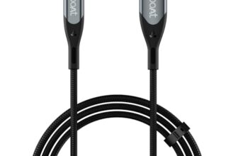 boAt Type A to C 65W Fast Charging Cable with 480 Mbps Data Transfer, Tangle-Free Cable in Premium Nylon Braided Design & Durable Aluminium Alloy Shell (Carbon Black)