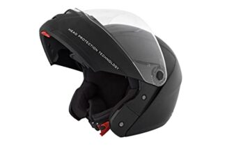 Studds Ninja ELITE Flip Up Full Face Helmet with Plain Center Strip (Black, L)