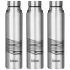 Amazon Brand – Solimo Stainless Steel Bottles (Set of 3) | 970ml Each | 100% Food-Grade | BPA-Free Cap | | Leak & Spill Proof | Ergonomic Grip | For Home & Office Use (Stainless Steel Finish)
